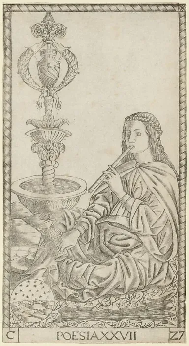 Framed Print : Poesia (Poetry), probably c. 1470. Creator: Master of the S-Series Tarocchi Framed Print : Poesia (Poetry), probably c. 1470. Creator: Master of the S-Series Tarocchi