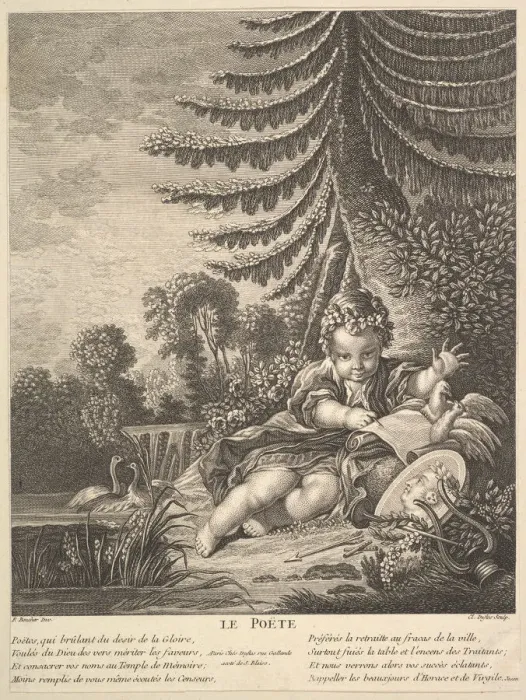 Framed Print : The Poet, ca. 1753. Creator: Claude Augustin Duflos le Jeune Framed Print : The Poet, ca. 1753. Creator: Claude Augustin Duflos le Jeune