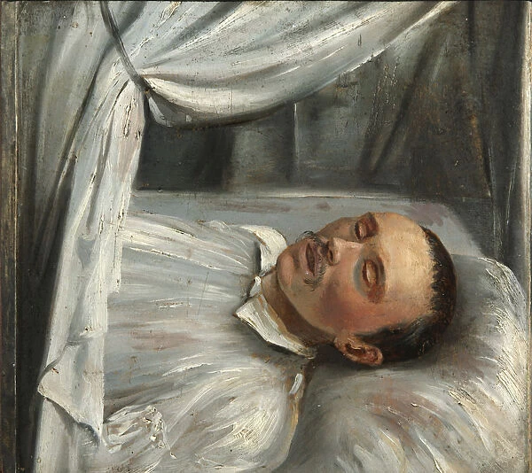 Poet Mikhail Lermontov (1814-1841) on the deathbed, 1841