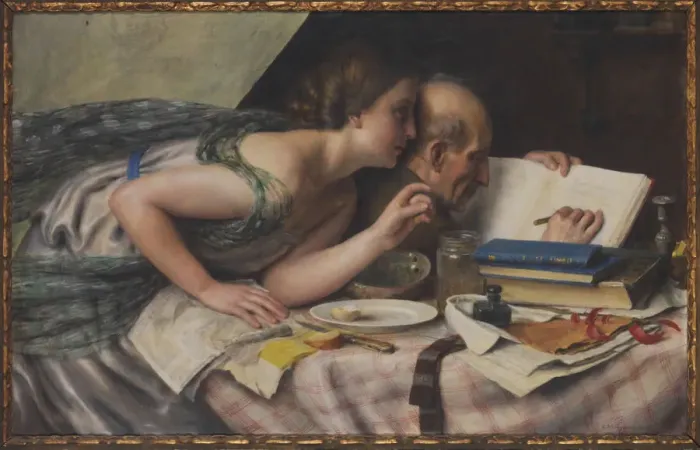 Framed Print : The poet and his muse, 1925. Creator: Schwarzschild, Alfred (1874-1948) Framed Print : The poet and his muse, 1925. Creator: Schwarzschild, Alfred (1874-1948)