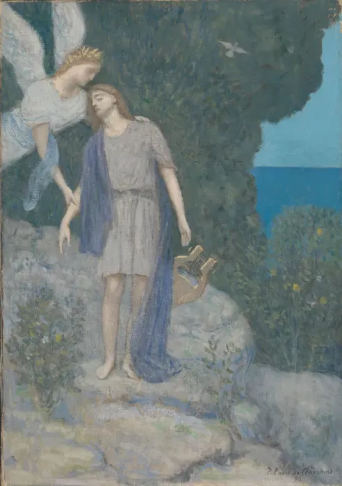 Framed Print : The Poet and his Muse. Artist: Puvis de Chavannes, Pierre Cecil (1824-1898) Framed Print : The Poet and his Muse. Artist: Puvis de Chavannes, Pierre Cecil (1824-1898)