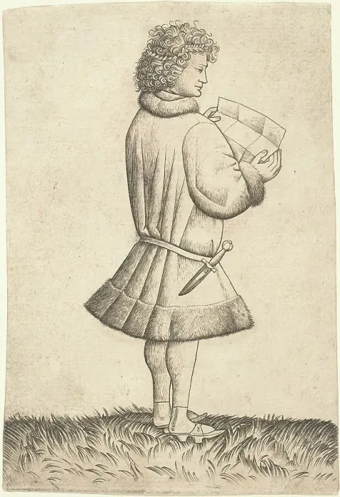 Framed Print : A Poet Reading, 1430s. Creator: Master of the Playing Cards Framed Print : A Poet Reading, 1430s. Creator: Master of the Playing Cards