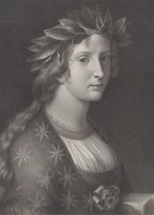 Framed Print : Poetry, a woman with a laurel crown, 1827. Creators: Raphael Morghen, Pietro Ermini Framed Print : Poetry, a woman with a laurel crown, 1827. Creators: Raphael Morghen, Pietro Ermini