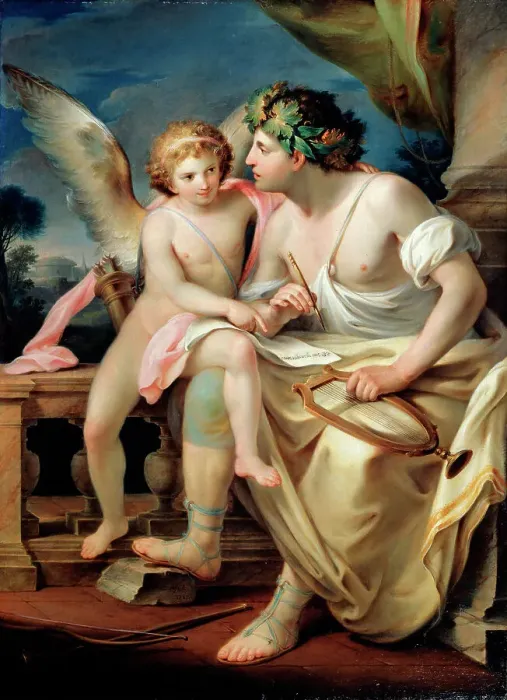 Framed Print : Poets Inspiration, 1785. Artist: Mariano Rossi Framed Print : Poets Inspiration, 1785. Artist: Mariano Rossi
