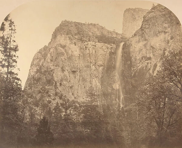 Pohono, Bridal Veil, 900 Feet, Yosemite, 1861. Creator: Carleton Emmons Watkins