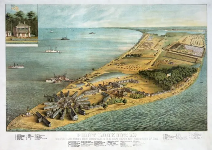 Framed Print : Point Lookout Md - View of Hammond General Hospital and U. S. General Depot for Prisoners of War Framed Print : Point Lookout Md - View of Hammond General Hospital and U. S. General Depot for Prisoners of War