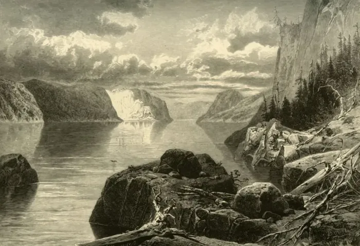 Framed Print : Point Noir, Trinity Rock, and Cape Eternity, Saguenay River, c1870 Framed Print : Point Noir, Trinity Rock, and Cape Eternity, Saguenay River, c1870