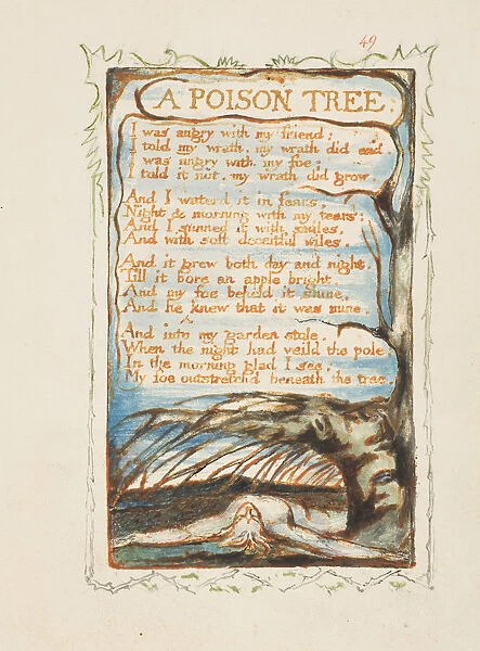 A Poison Tree. Songs of Innocence and of Experience, ca 1825. Artist: Blake, William (1757-1827)