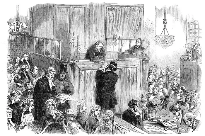 Framed Print : The Poisoning Case at Rugeley - Trial of William Palmer, in the Central Criminal Court, 1856. Creator: Unknown Framed Print : The Poisoning Case at Rugeley - Trial of William Palmer, in the Central Criminal Court, 1856. Creator: Unknown