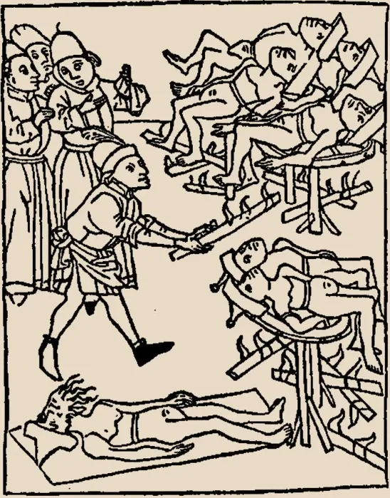 Framed Print : Well poisoning: Torture of the Jews, 1475. Creator: Anonymous Framed Print : Well poisoning: Torture of the Jews, 1475. Creator: Anonymous