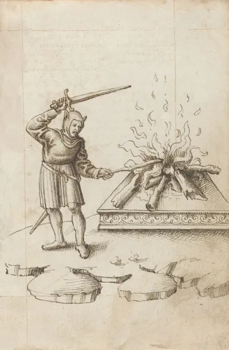 Framed Print : Do Not Poke the Fire with a Sword [fol. 20 recto], c. 1512  /  1515. Creator: Unknown