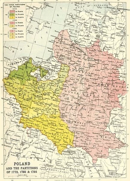 Poland and the Partitions of 1772, 1793 & 1795, (c1920). Creator: John Bartholomew & Son
