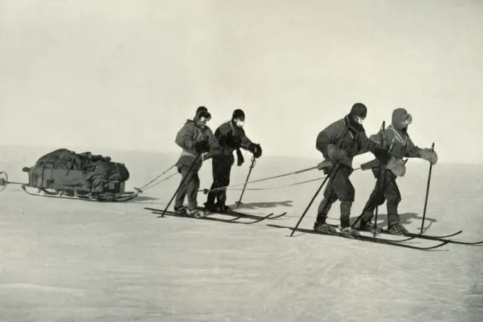 Framed Print : The Polar Party: On the Trail, c1910, (1913). Artist: Henry Bowers Framed Print : The Polar Party: On the Trail, c1910, (1913). Artist: Henry Bowers