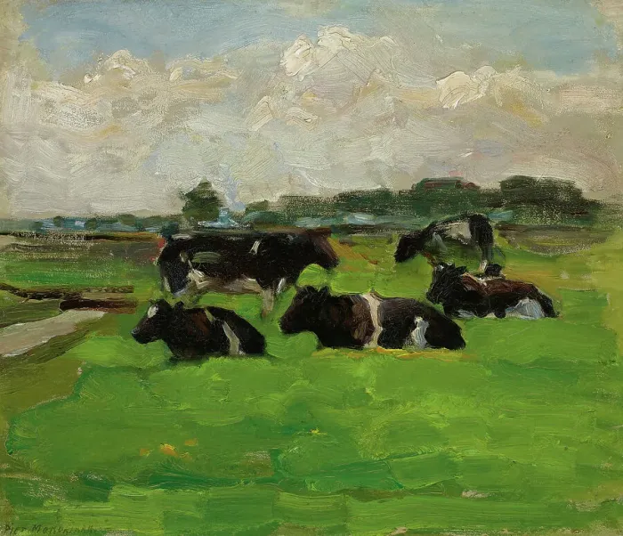 Framed Print : Polder Landscape with Cows, c. 1901-1902 Framed Print : Polder Landscape with Cows, c. 1901-1902