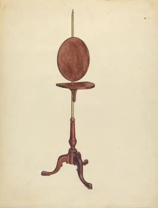 Framed Print : Pole Screen and Candlestand, c. 1936. Creator: Elizabeth Curtis Framed Print : Pole Screen and Candlestand, c. 1936. Creator: Elizabeth Curtis