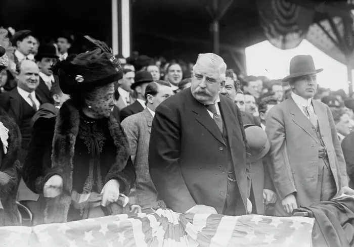 Framed Print : Former Police Chief Devery opening American League Park, 1910. Creator: Bain News Service Framed Print : Former Police Chief Devery opening American League Park, 1910. Creator: Bain News Service