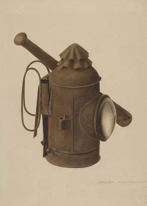 Framed Print : Police Lantern and Club, 1938. Creator: Alexander Anderson