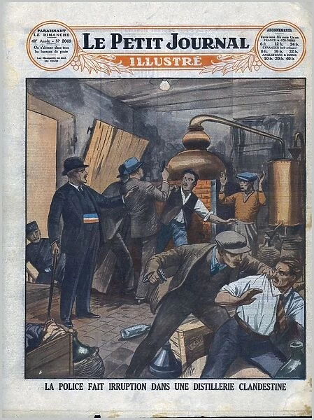 Police raid on an illicit distillery, 1930. Creator: Unknown