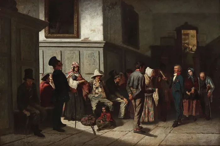 Framed Print : At the police station, 1857. Creator: D'Unker, Carl (1828-1866) Framed Print : At the police station, 1857. Creator: D'Unker, Carl (1828-1866)