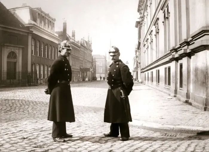 Framed Print : Policemen, Rotterdam, 1898. Artist: James Batkin Framed Print : Policemen, Rotterdam, 1898. Artist: James Batkin