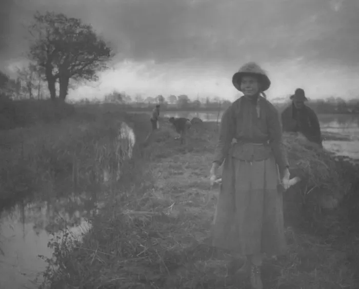 Framed Print : Poling the Marsh Hay, 1886. Creator: Peter Henry Emerson (British, 1856-1936); Sampson Low