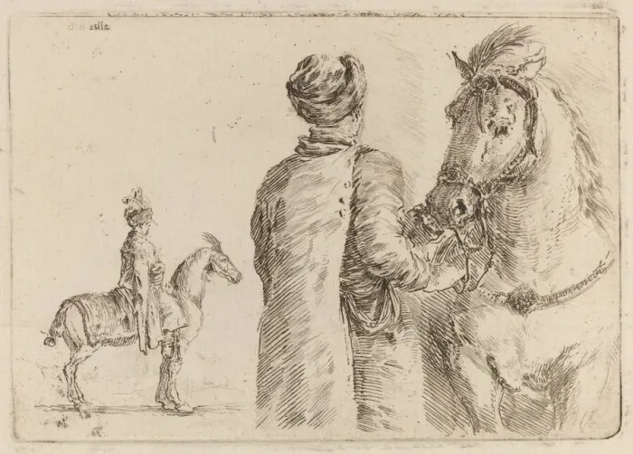 Framed Print : Polish Attendant Holding the Bridle of a Horse. Creator: Stefano della Bella Framed Print : Polish Attendant Holding the Bridle of a Horse. Creator: Stefano della Bella