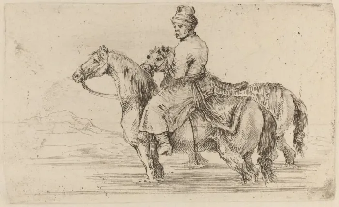 Framed Print : Polish Attendant with Two Horses. Creator: Stefano della Bella Framed Print : Polish Attendant with Two Horses. Creator: Stefano della Bella