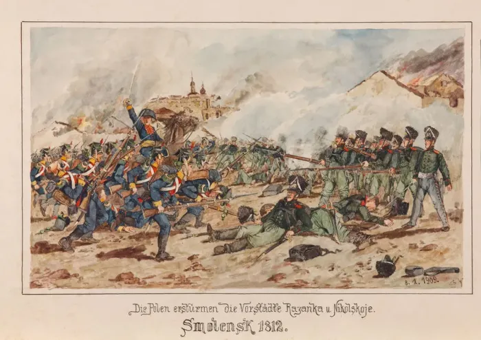 Framed Print : Polish forces storm the suburbs of Smolensk in 1812 Framed Print : Polish forces storm the suburbs of Smolensk in 1812