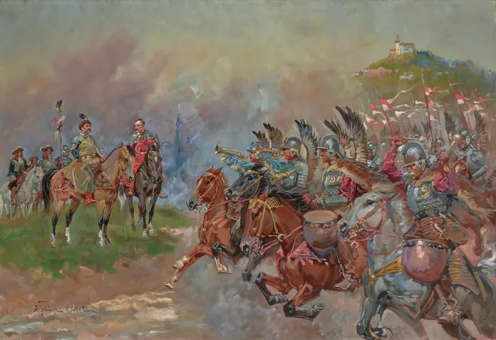 Framed Print : Polish Hussars Parading in Front of King John III Sobieski, 1924. Creator: Wojciech Kossak Framed Print : Polish Hussars Parading in Front of King John III Sobieski, 1924. Creator: Wojciech Kossak