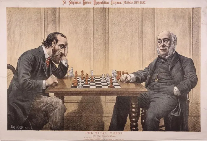 Framed Print : Political Chess, 1887. Artist: Tom Merry Framed Print : Political Chess, 1887. Artist: Tom Merry
