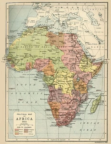 Political Map of Africa, 1914, (1920). Creator: John Bartholomew & Son