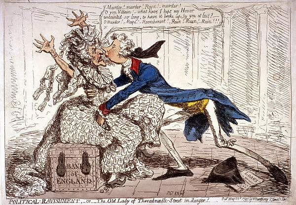 Political ravishment, or the Old Lady of Threadneedle Street in danger!, 1797
