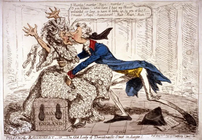 Framed Print : Political ravishment, or the Old Lady of Threadneedle Street in danger!, 1797 Framed Print : Political ravishment, or the Old Lady of Threadneedle Street in danger!, 1797