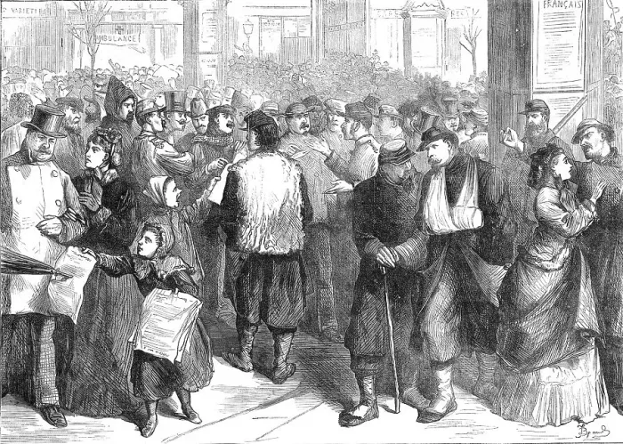 Framed Print : Politicians discussing affairs on the Boulevard Montmartre, Paris, 1871. Creator: Unknown Framed Print : Politicians discussing affairs on the Boulevard Montmartre, Paris, 1871. Creator: Unknown