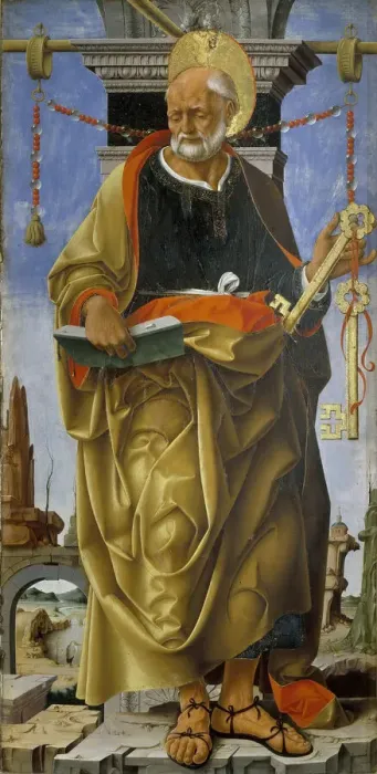 Framed Print : Polittico Griffoni: Saint Peter, ca 1472-1473. Creator: Francesco del Cossa (1436-1478) Framed Print : Polittico Griffoni: Saint Peter, ca 1472-1473. Creator: Francesco del Cossa (1436-1478)