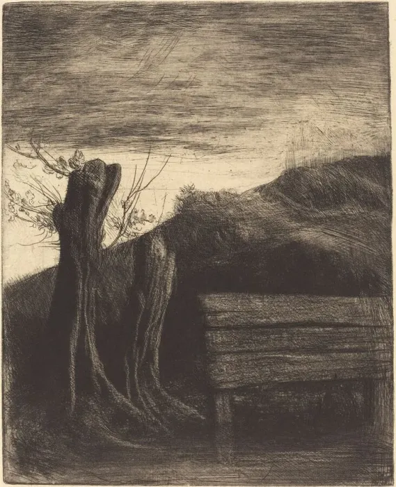 Framed Print : Pollard Willows (Les saules tetards). Creator: Alphonse Legros Framed Print : Pollard Willows (Les saules tetards). Creator: Alphonse Legros