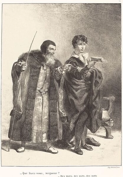 Polonius and Hamlet (Act II, Scene II), 1834  /  1843. Creator: Eugene Delacroix
