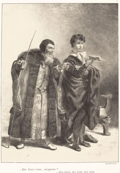 Framed Print : Polonius and Hamlet (Act II, Scene II), 1834 / 1843. Creator: Eugene Delacroix Framed Print : Polonius and Hamlet (Act II, Scene II), 1834 / 1843. Creator: Eugene Delacroix