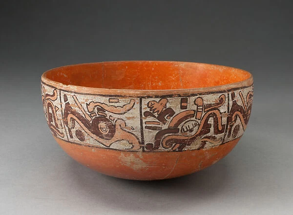 Polychrome Bowl Depicting Eight Abstract Motifs on Exterior, 1200 / 1521. Creator: Unknown