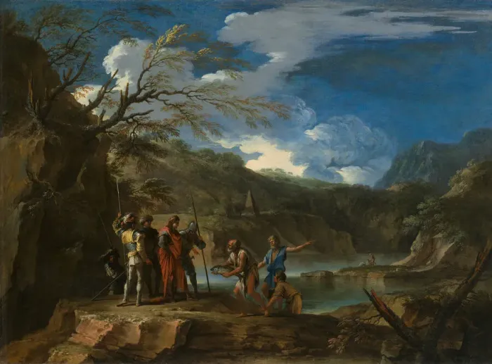 Framed Print : Polycrates and the Fisherman, c. 1664. Creator: Salvator Rosa Framed Print : Polycrates and the Fisherman, c. 1664. Creator: Salvator Rosa