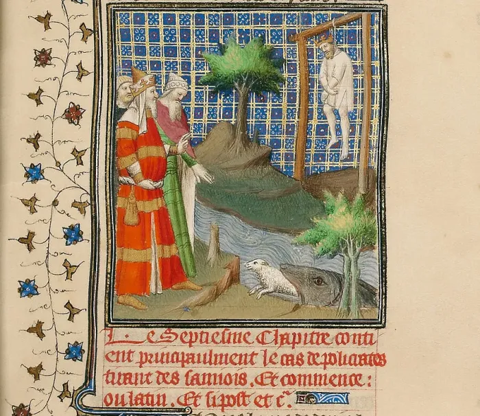 Framed Print : Polycrates Hanged, ca 1413-1415. Artist: Boucicaut Master, (Master of the Hours for Marshal Boucicaut) (active 1405-1420) Framed Print : Polycrates Hanged, ca 1413-1415. Artist: Boucicaut Master, (Master of the Hours for Marshal Boucicaut) (active 1405-1420)