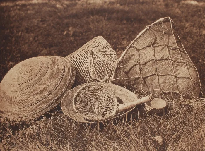 Framed Print : Pomo Seed, Gathering Utensils, 1924. Creator: Edward Sheriff Curtis Framed Print : Pomo Seed, Gathering Utensils, 1924. Creator: Edward Sheriff Curtis