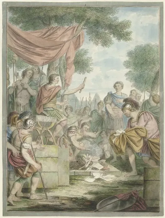 Framed Print : Pompey lets the letters of Sertorius burn, 1766. Creator: Louis Fabritius Dubourg Framed Print : Pompey lets the letters of Sertorius burn, 1766. Creator: Louis Fabritius Dubourg