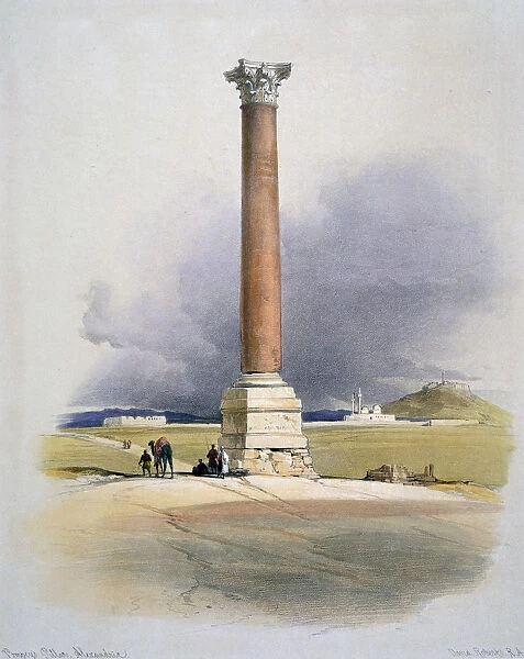 Pompeys Pillar, Alexandria, 19th century. Artist: David Roberts