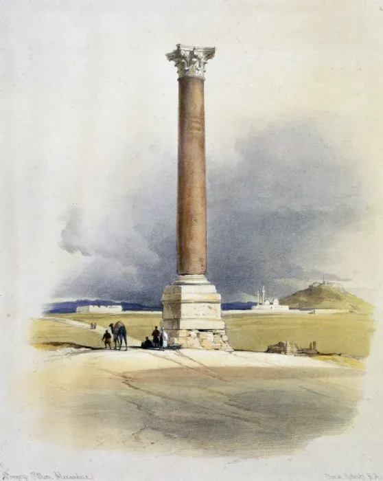 Framed Print : Pompeys Pillar, Alexandria, Egypt, 19th century. Artist: David Roberts Framed Print : Pompeys Pillar, Alexandria, Egypt, 19th century. Artist: David Roberts