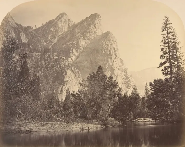 Framed Print : Pompomasos (Leaping Frogs), Three Brothers, 1861. Creator: Carleton Emmons Watkins Framed Print : Pompomasos (Leaping Frogs), Three Brothers, 1861. Creator: Carleton Emmons Watkins