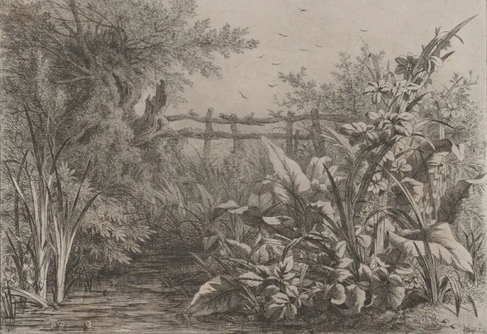 Framed Print : The Pond, 1857. Creator: Eugene Blery Framed Print : The Pond, 1857. Creator: Eugene Blery