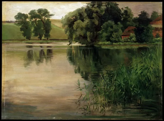 Framed Print : At a Pond, c1870-1900. German painting. Artist: Heinrich Wilhelm Trubner Framed Print : At a Pond, c1870-1900. German painting. Artist: Heinrich Wilhelm Trubner