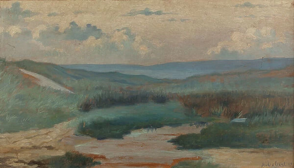 A pond in the dunes, in the evening, Siouville, 1889. Creator: Alphonse Osbert