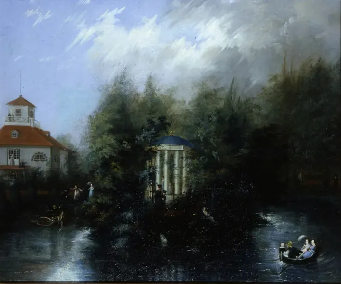 Framed Print : Pond in the Estate Garden, 1843 Framed Print : Pond in the Estate Garden, 1843